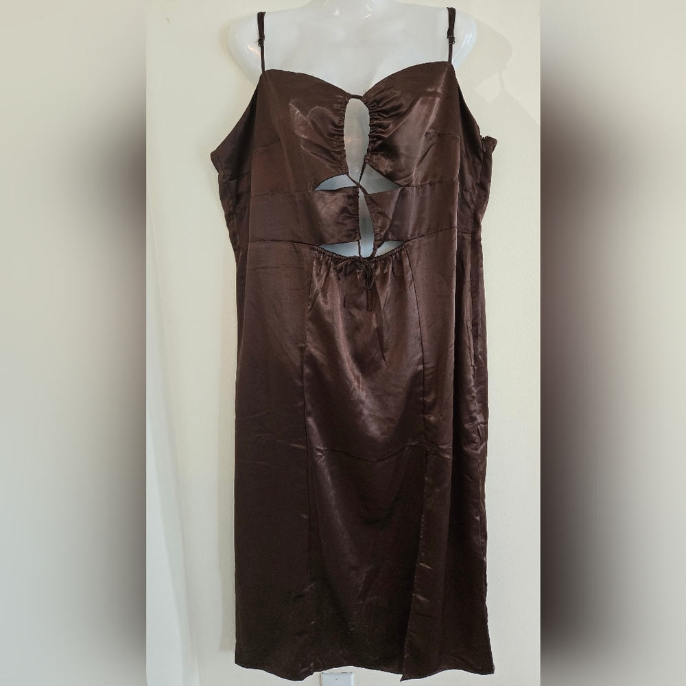 H&M Divided Chocolate Satin Dress